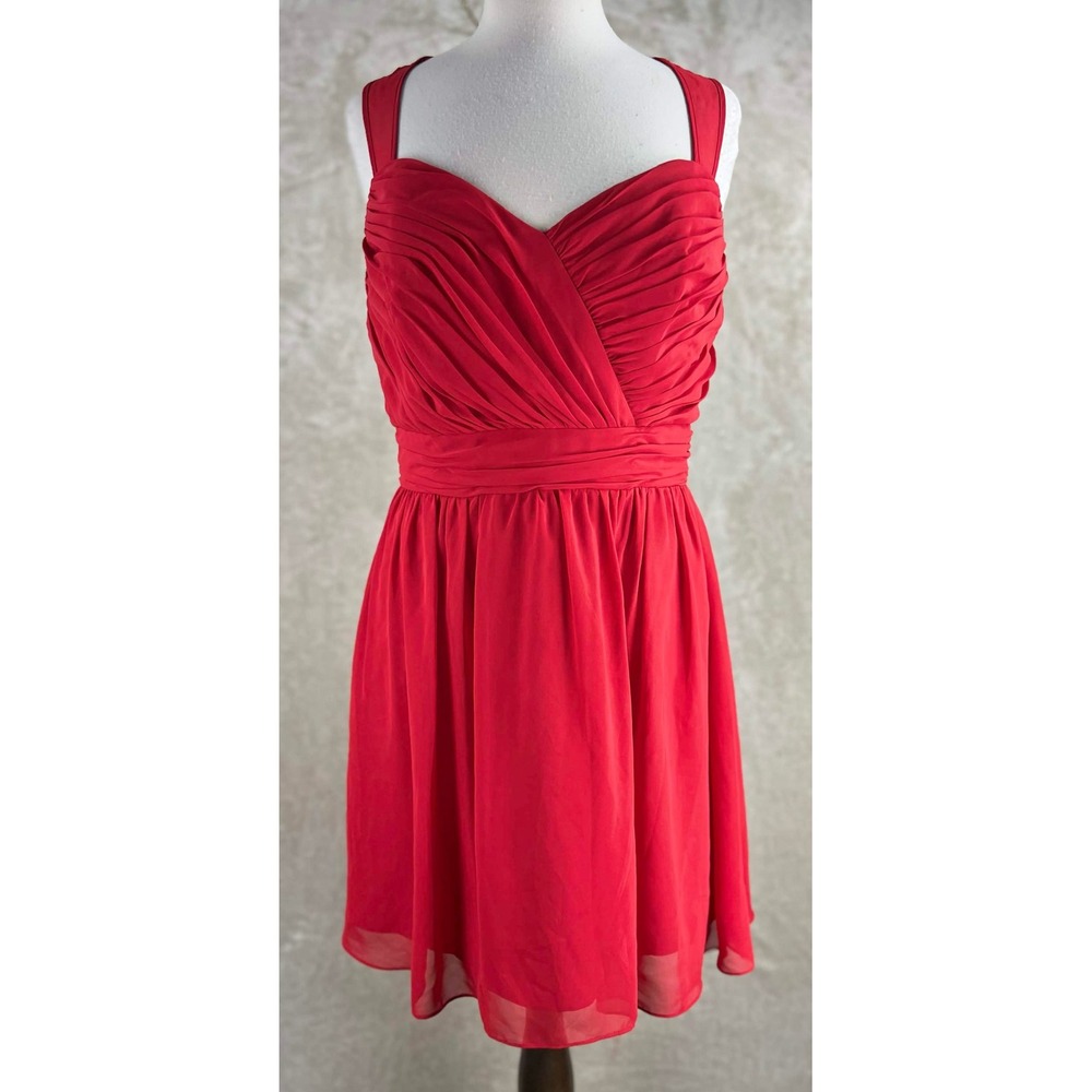 Alfred Angelo Cherry Red Chiffon Keyhole Back Cocktail Dress 7364S Size 12